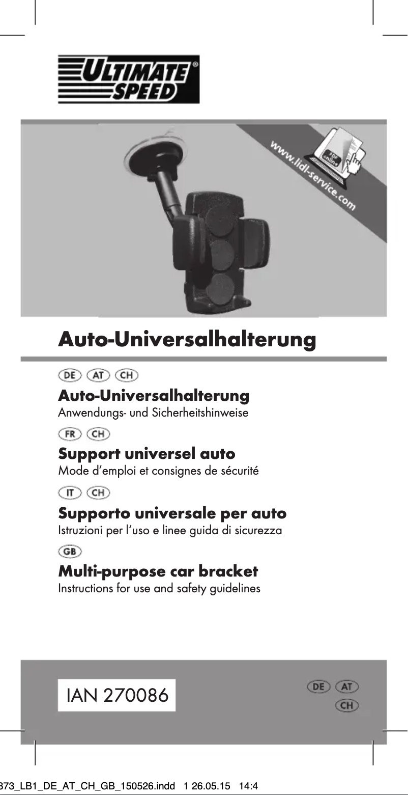 Page 1 de la notice Manuel utilisateur Ultimate Speed IAN 270086