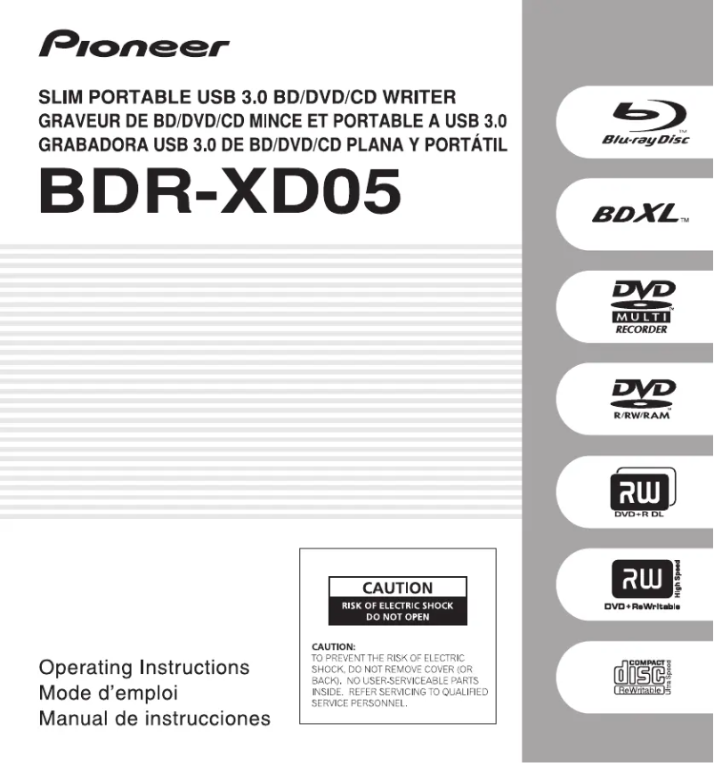 Imagen de la primera página del manual del dispositivo BDR-XD05