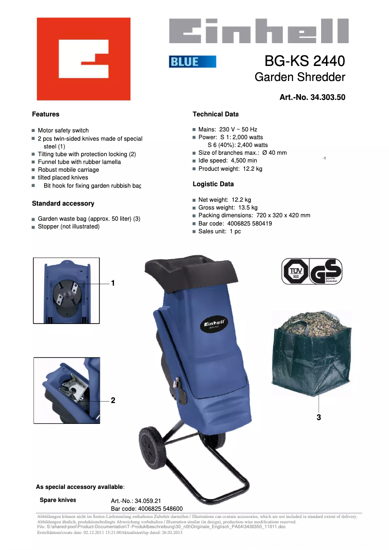 Image de la première page du manuel de l'appareil BG-KS 2440