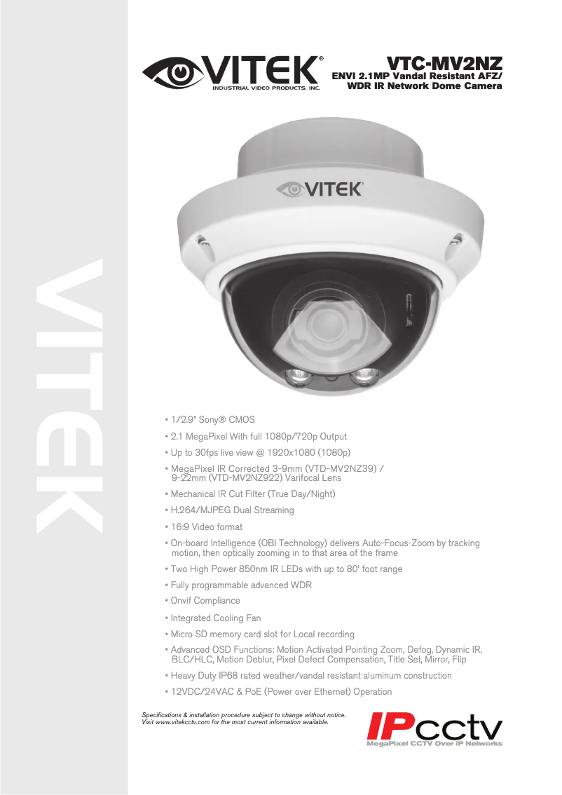 Page n°1 - Manuel utilisateur Vitek VTD-MV2NZ