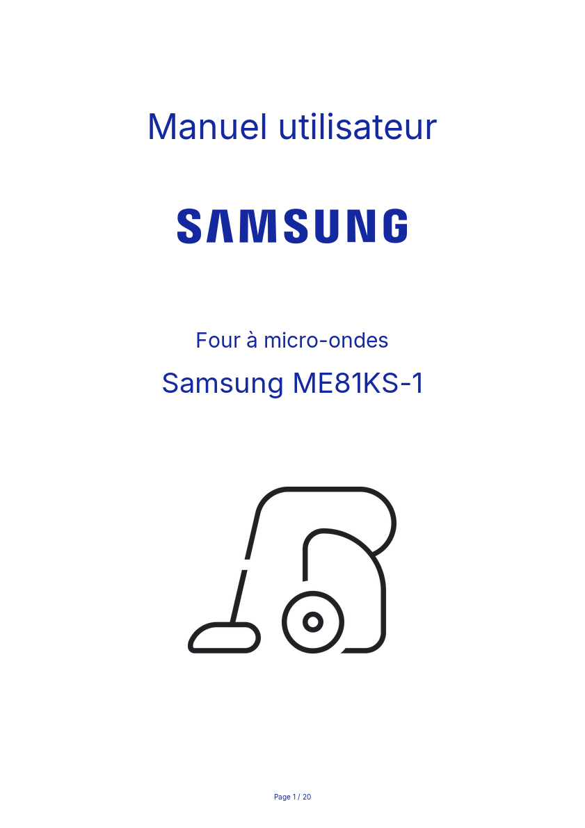 Page n°1 - Manuel utilisateur Samsung ME81KS-1