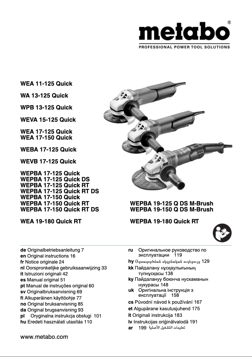 Page n°1 - Manuel utilisateur Metabo WEA 11-125 Quick