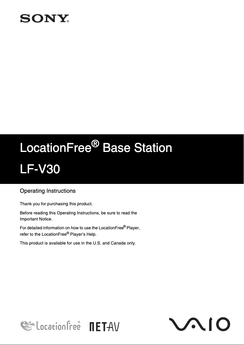 Page 1 de la notice Manuel utilisateur Sony LF-V30