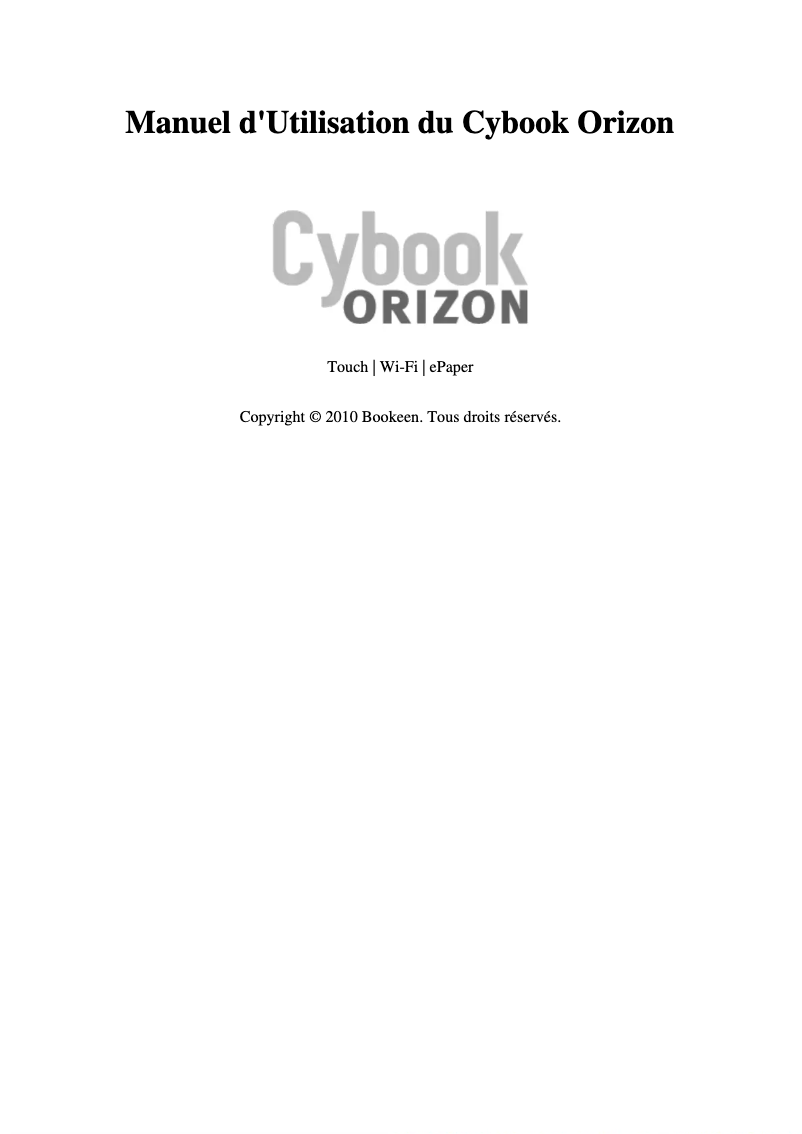 Página 1 del manual Manual de usuario Bookeen Cybook Orizon