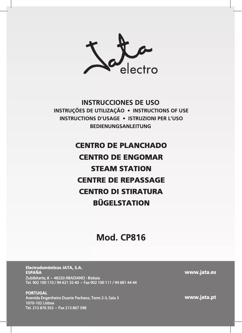 Page 1 de la notice Manuel utilisateur Jata CP816