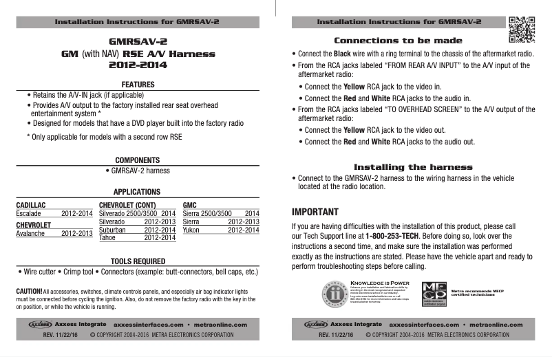 Page n°1 - Manuel utilisateur Metra GMRSAV-2