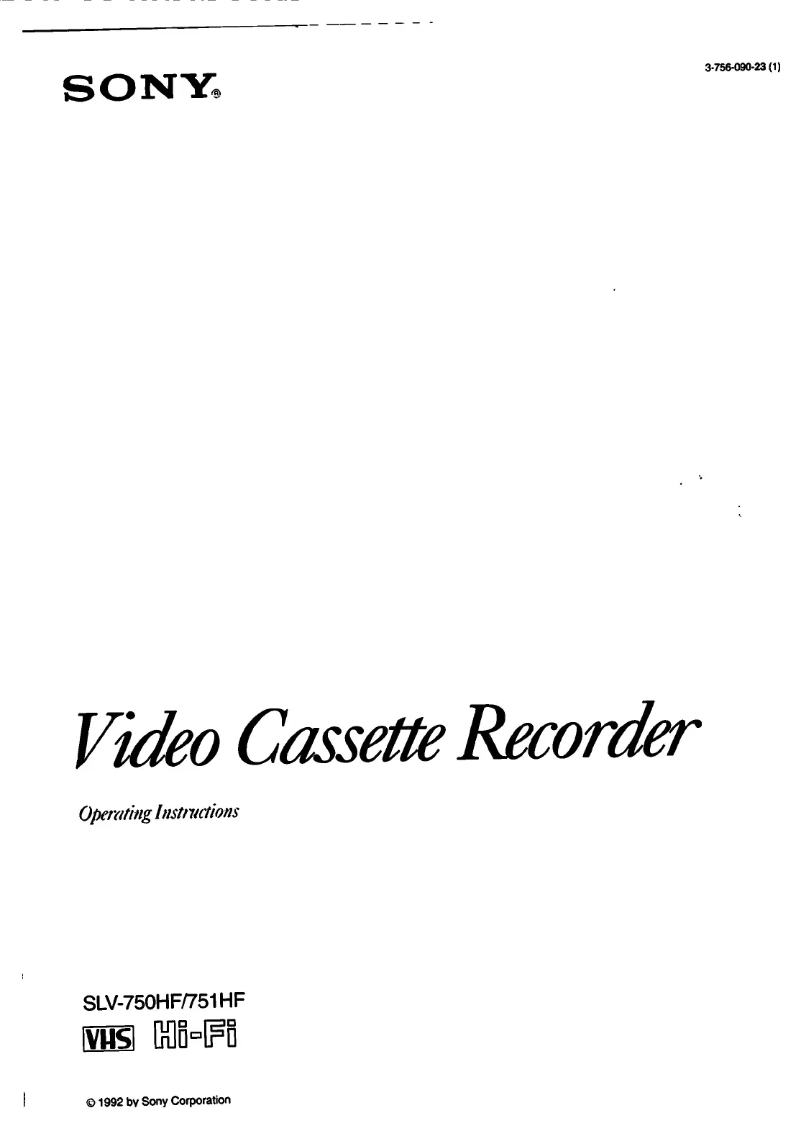 Page n°1 - Manuel utilisateur Sony SLV-751HF