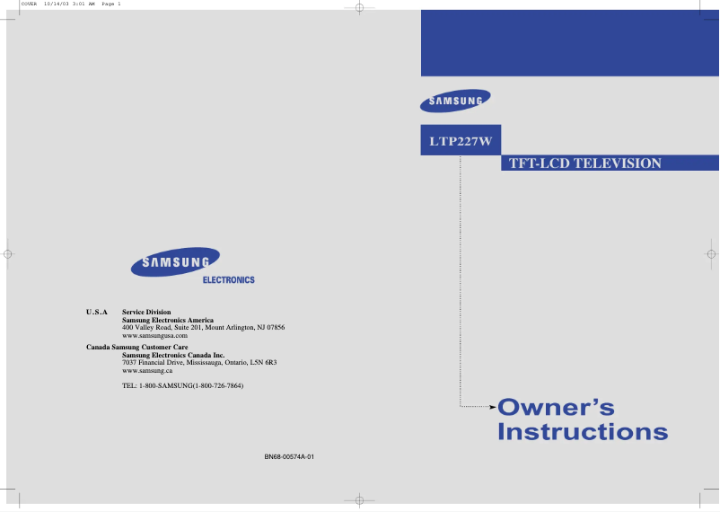 Page 1 de la notice Manuel utilisateur Samsung LT-P227W