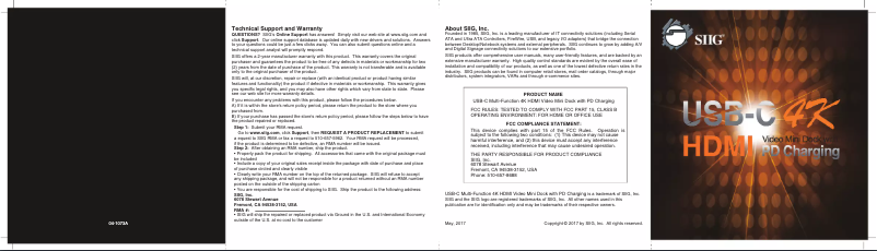 Page 1 de la notice Manuel utilisateur Siig JU-H30B11-S1