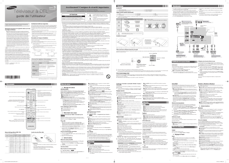 Page 1 de la notice Manuel utilisateur Samsung T24D310NH