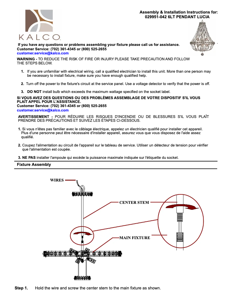 Page n°1 - Manuel utilisateur Allegri Lucia 029951-042