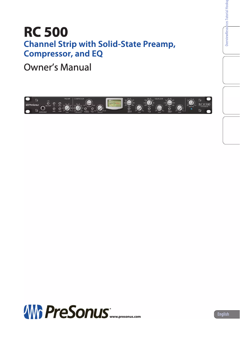 Page n°1 - Manuel utilisateur PreSonus RC500