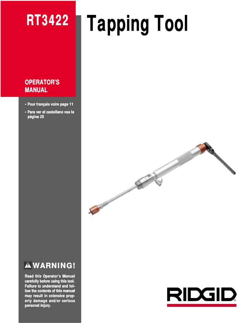 Page 1 de la notice Manuel utilisateur Ridgid RT3422