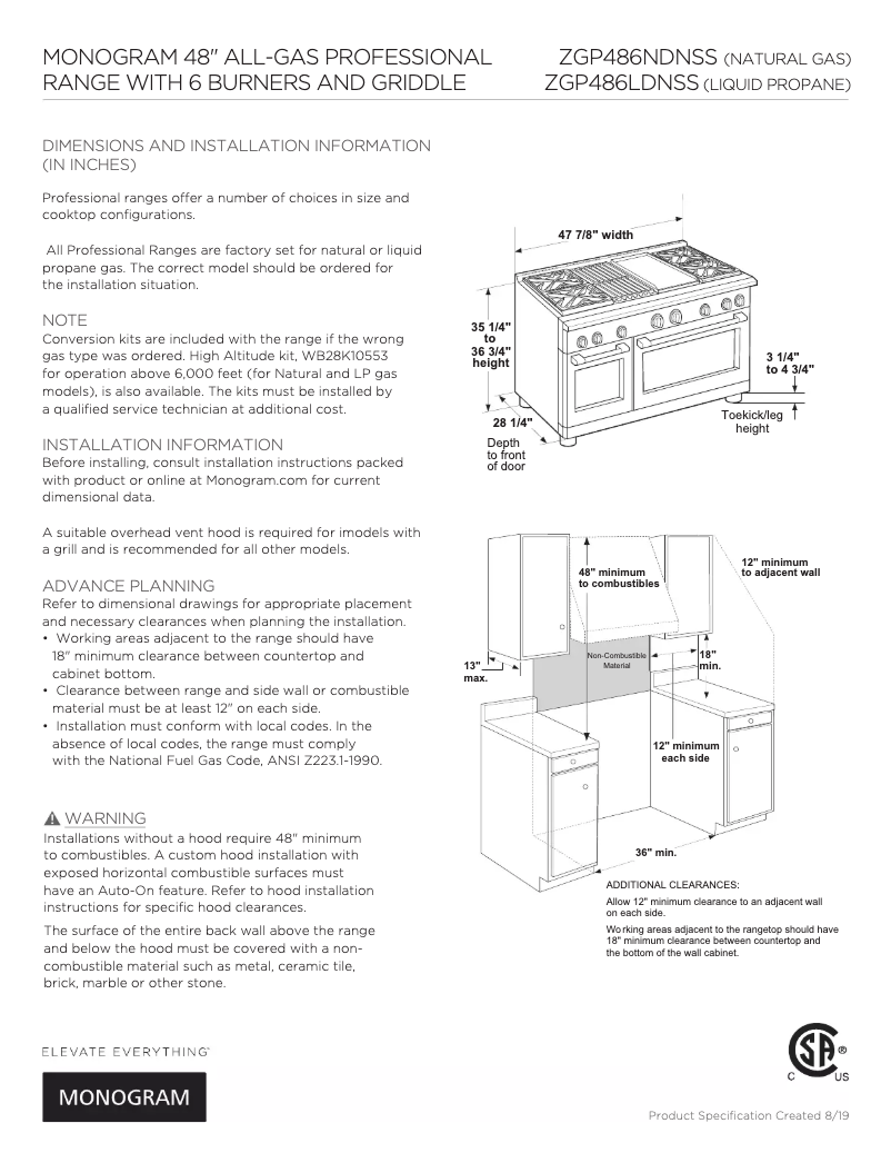 Page n°1 - Manuel utilisateur Monogram ZGP486LDNSS
