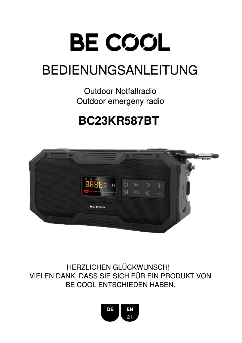 Image de la première page du manuel de l'appareil BC23KR587BT