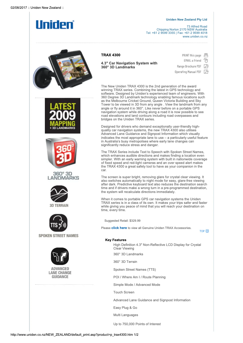 Page n°1 - Manuel utilisateur Uniden TRAX 4300