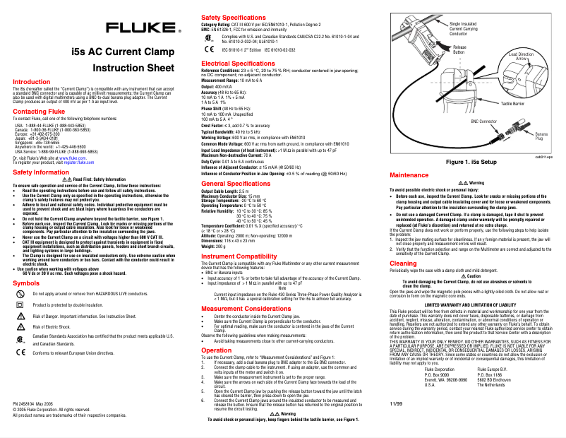 Page n°1 - Instructions / montage Fluke i5S