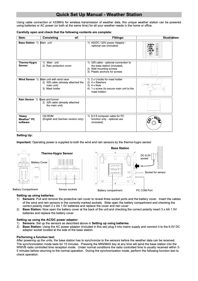 Page n°1 - Guide de démarrage rapide La Crosse Technology WS-2310U