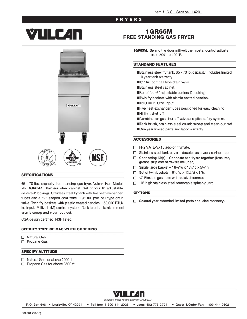 Page n°1 - Fiche technique Vulcan GR65