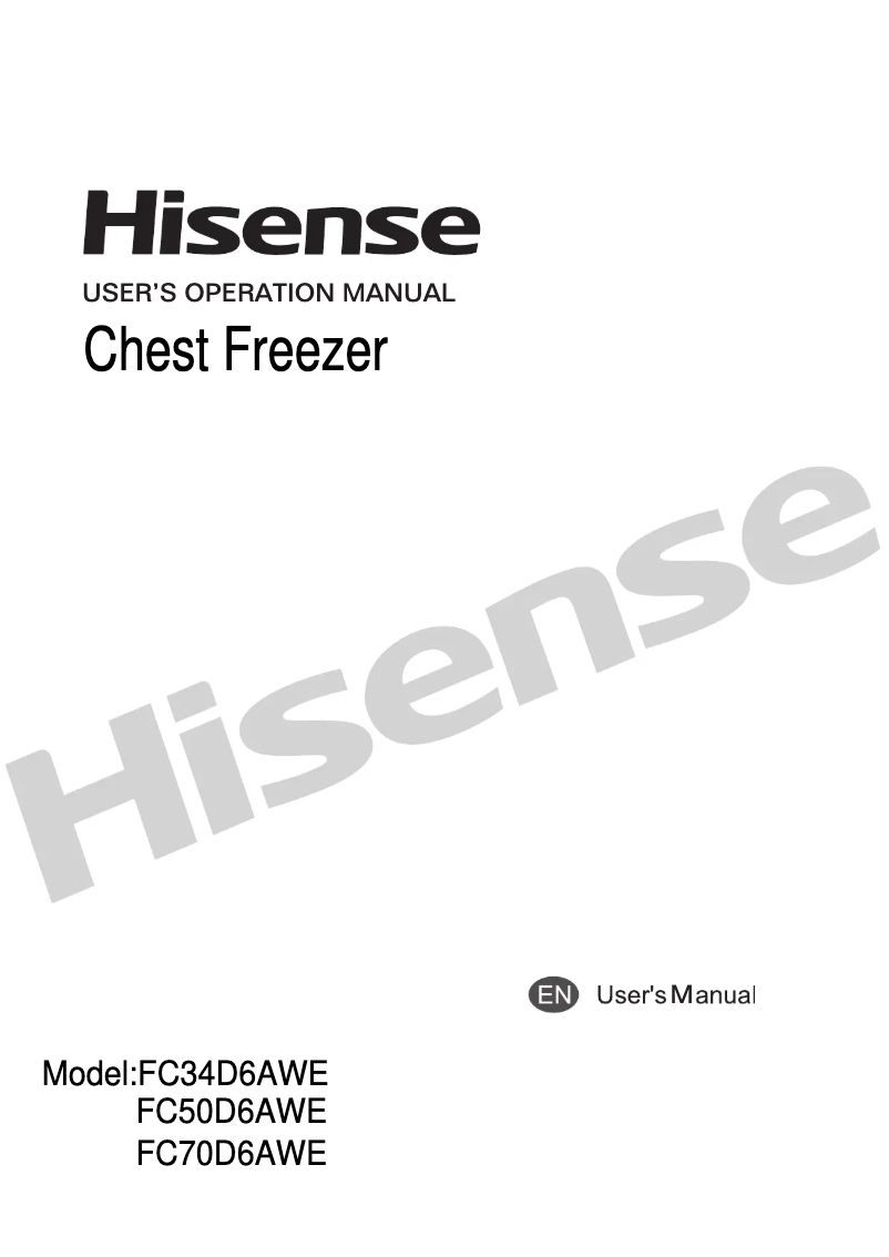 Page 1 de la notice Manuel utilisateur Hisense FC50D6EWE
