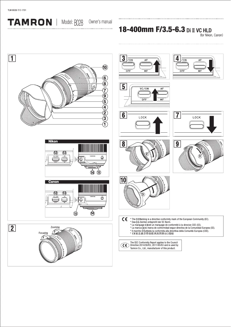 Page n°1 - Manuel utilisateur Tamron 18-400mm F/3.5-6.3 Di II VC HLD Canon