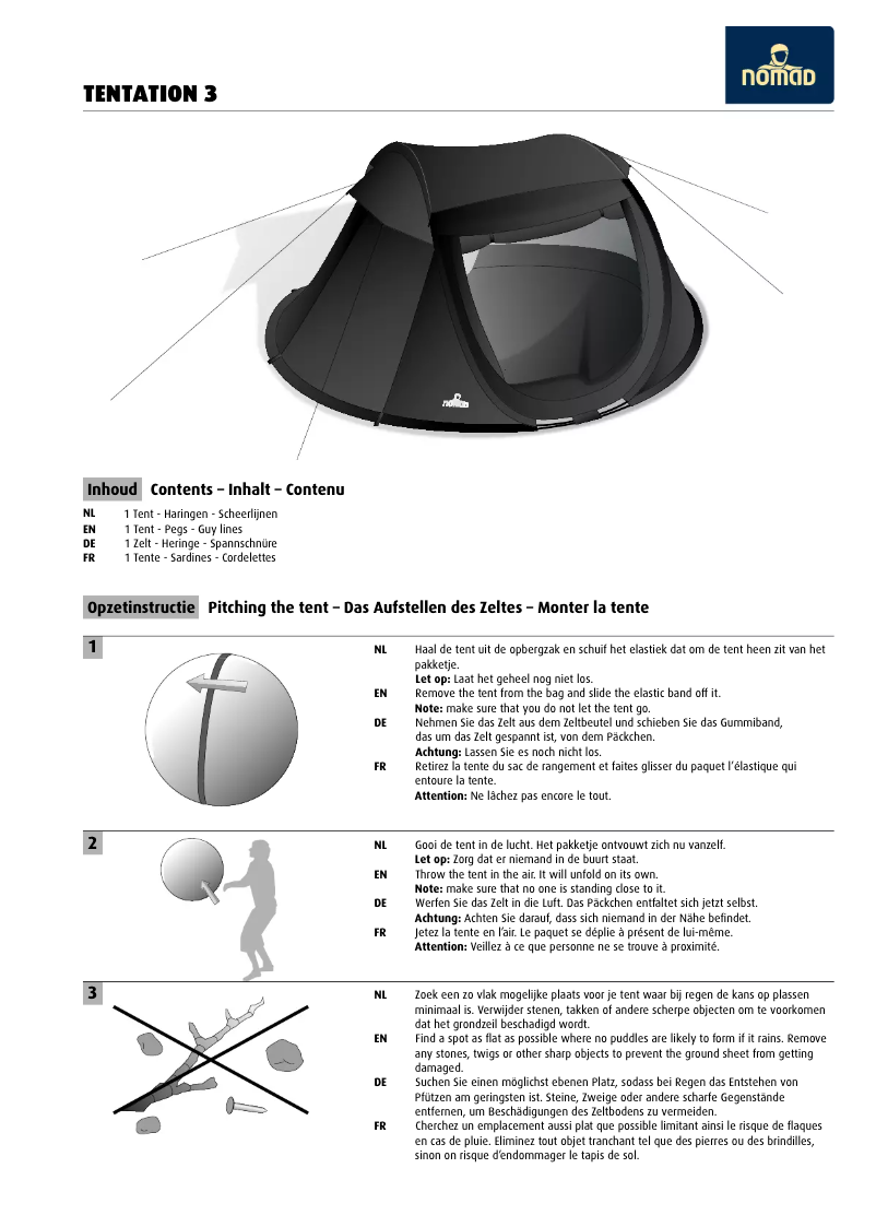 Image de la première page du manuel de l'appareil Tentation 3