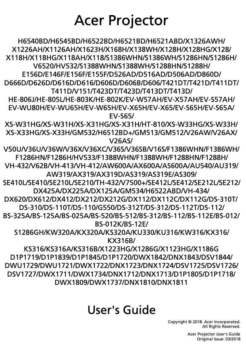 Page 1 de la notice Manuel utilisateur Acer X1226AH