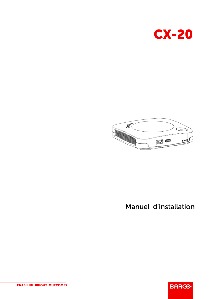 Page n°1 - Guide d'installation Barco ClickShare CX-20