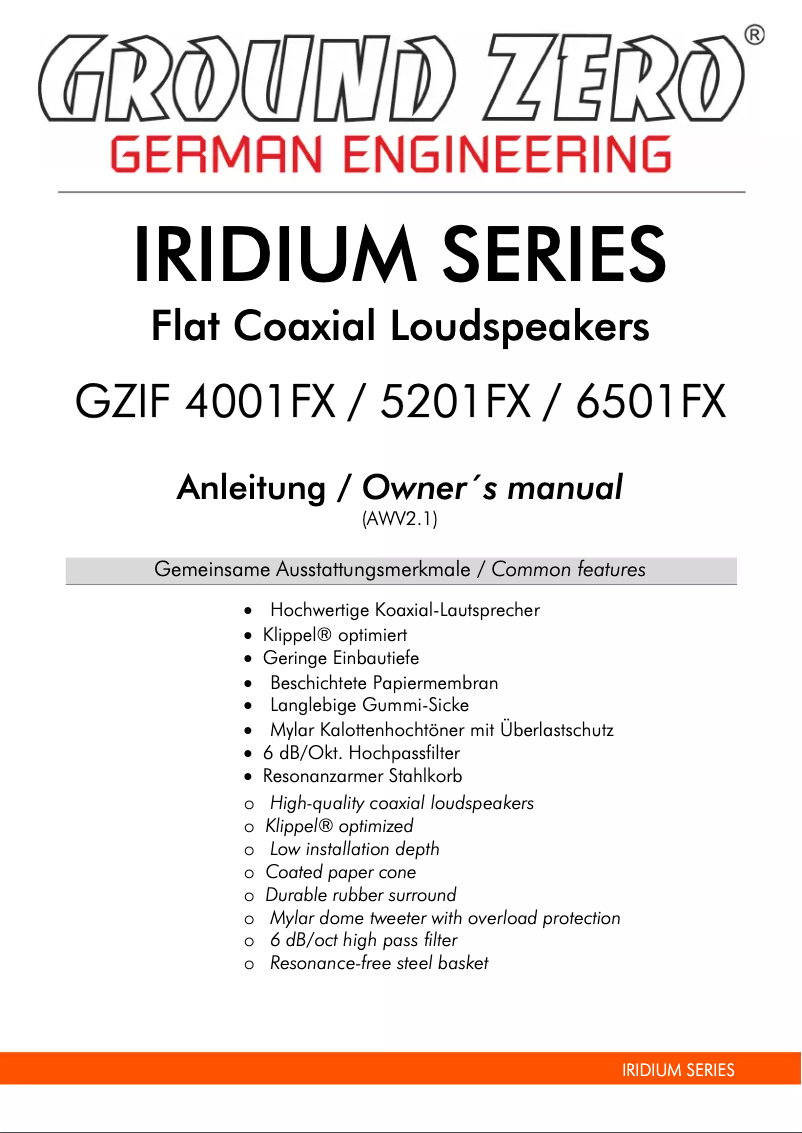 Page 1 of the manual User Manual Ground Zero GZIF 5201FX