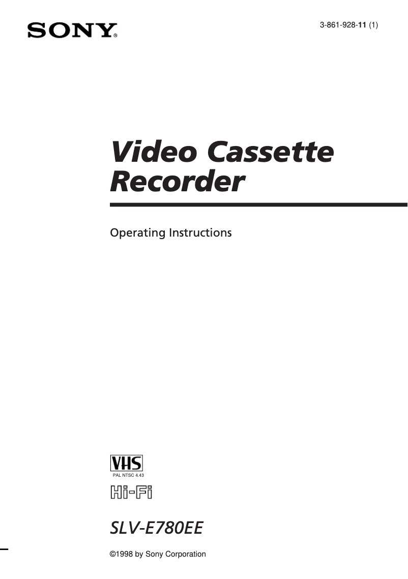 Page n°1 - Manuel utilisateur Sony SLV-E780EE