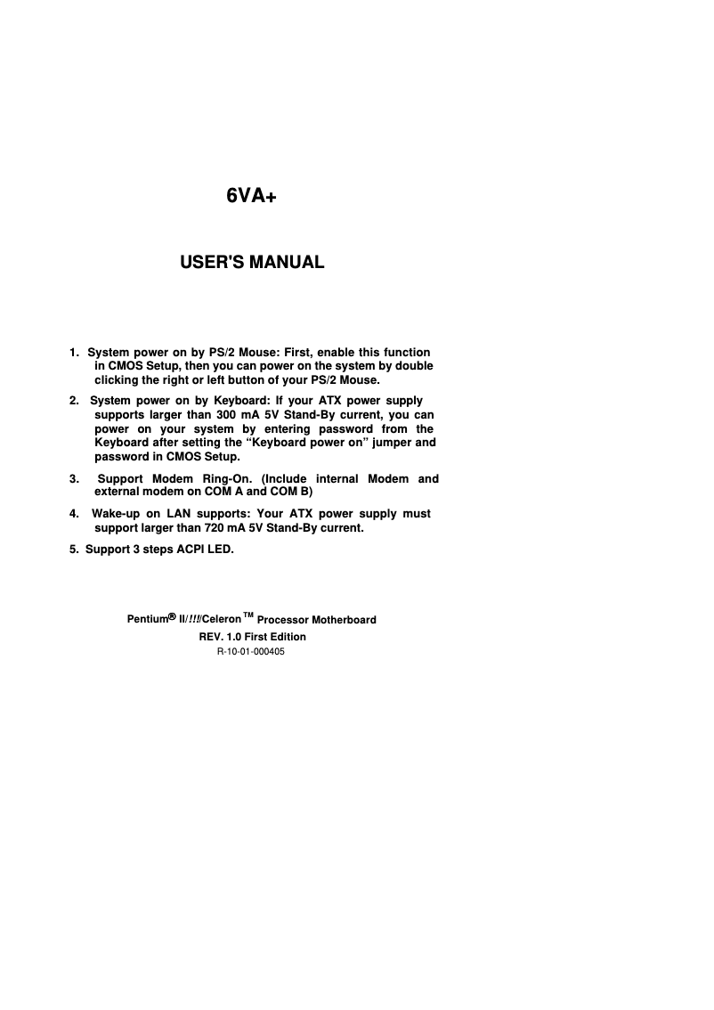 Page n°1 - Manuel utilisateur Gigabyte GA-6VA+