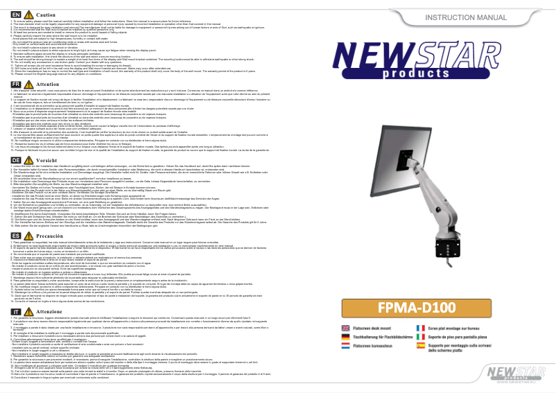 Page 1 de la notice Manuel utilisateur Newstar FPMA-D100