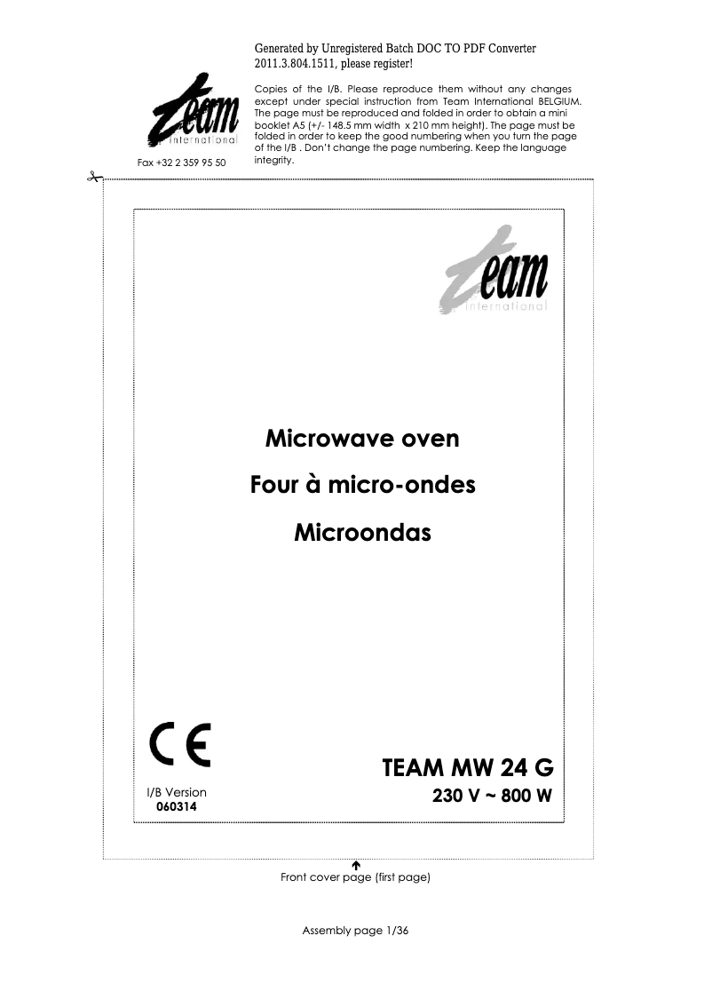 Imagen de la primera página del manual del dispositivo MW 24 G