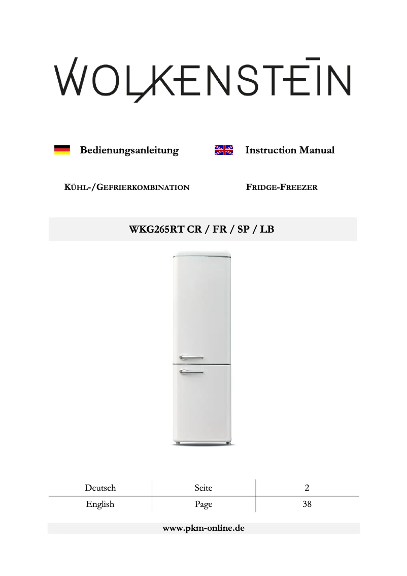 Page n°1 - Manuel utilisateur Wolkenstein WKG265RT CR