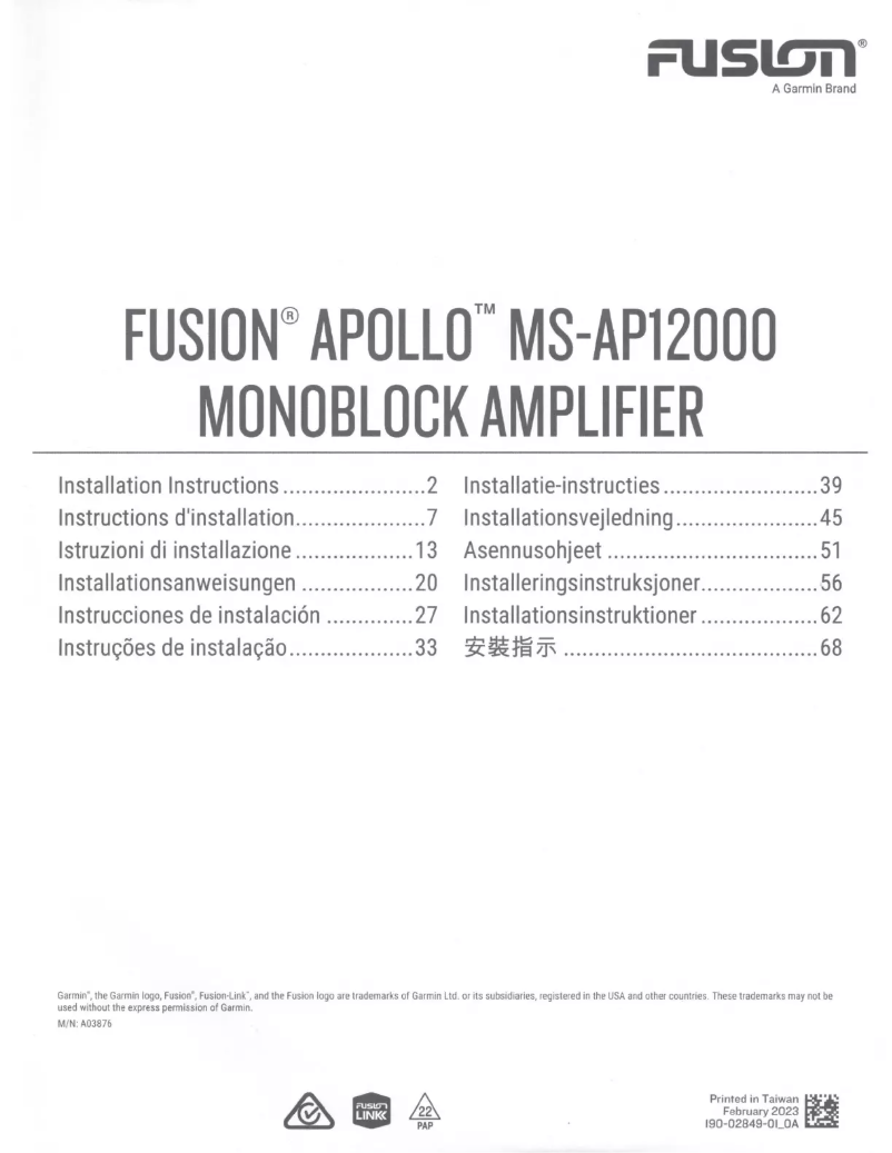 Page 1 de la notice Manuel utilisateur Fusion Apollo MS-AP12OOO