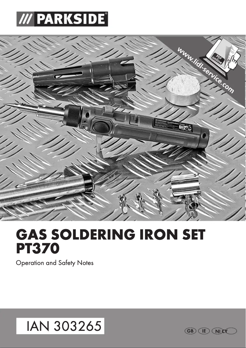 Page 1 de la notice Manuel utilisateur Parkside PT370