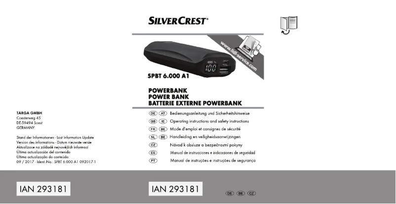 Page n°1 - Manuel utilisateur SilverCrest SPBT 6.000 A1
