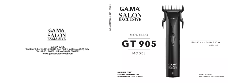 Page n°1 - Manuel utilisateur GA.MA Salon Exclusive GT905