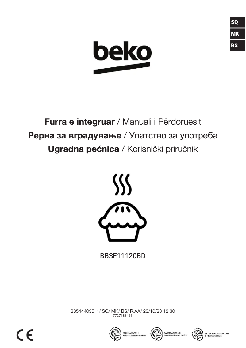 Page 1 de la notice Manuel utilisateur Beko BBSE11120BD