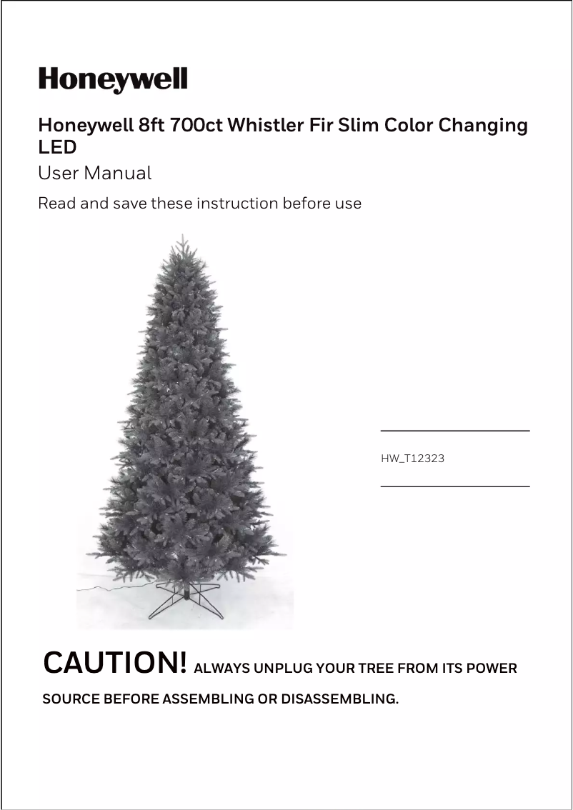 Page 1 de la notice Manuel utilisateur Honeywell HW-T12323