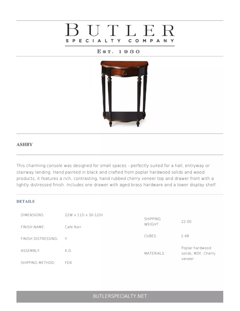 Page 1 de la notice Manuel utilisateur Butler Ashby 2101104