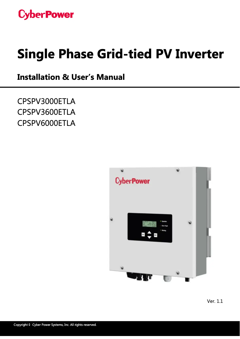 Image de la première page du manuel de l'appareil CPSPV3000ETLA