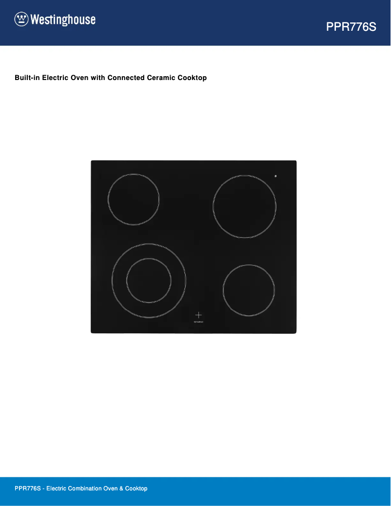 Page 1 de la notice Fiche technique Westinghouse PPR776S