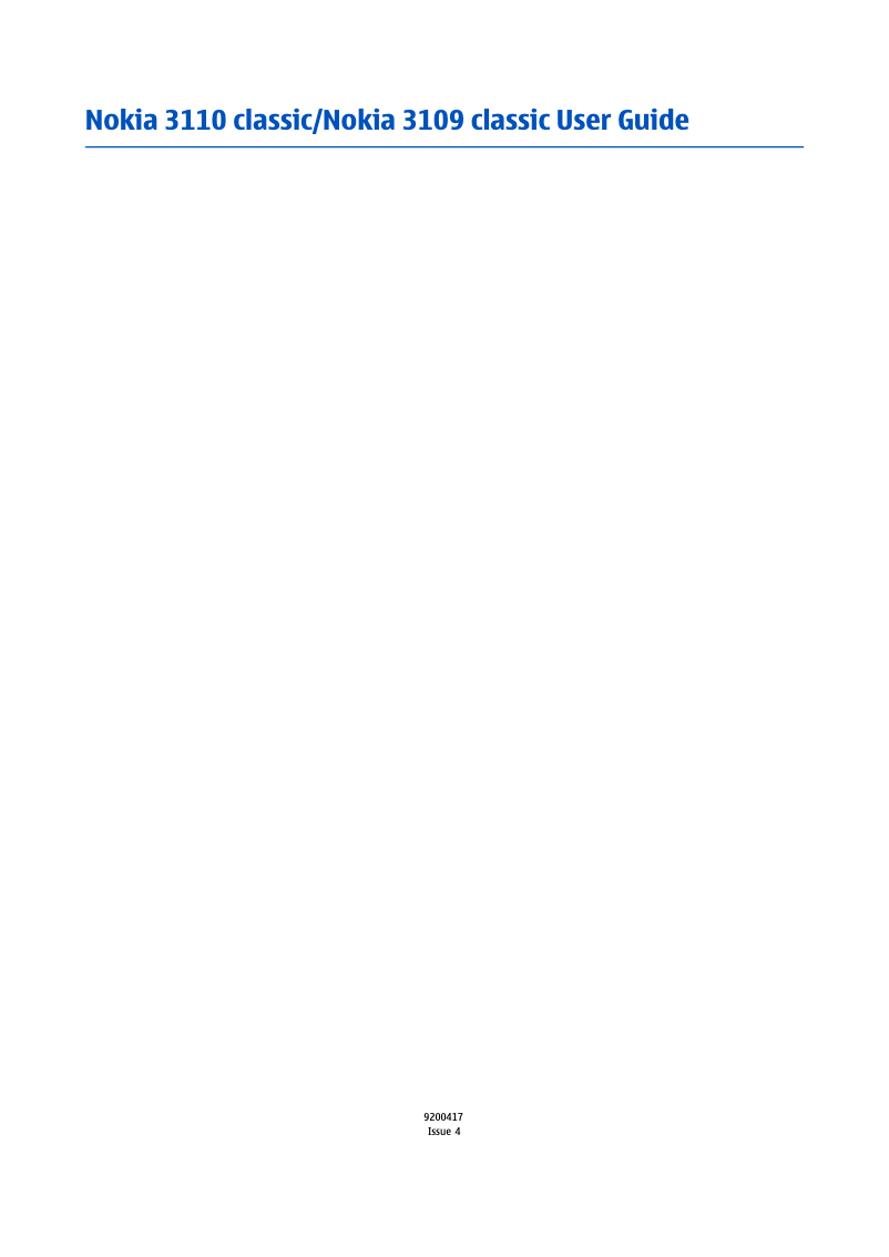 Page 1 de la notice Manuel utilisateur Nokia 3109 Classic