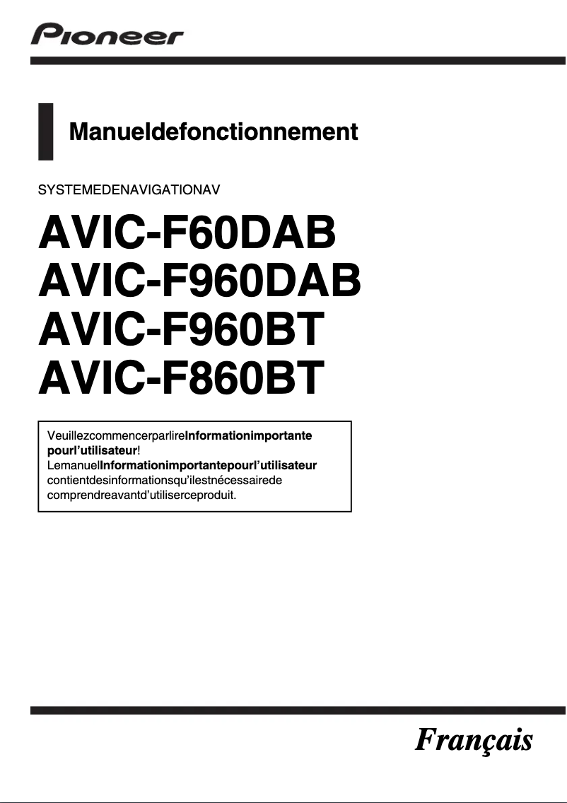 Image de la première page du manuel de l'appareil AVIC-F60DAB