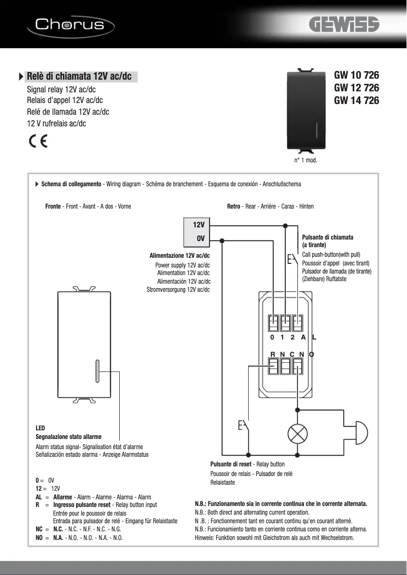 Page 1 de la notice Manuel utilisateur Gewiss GW14726