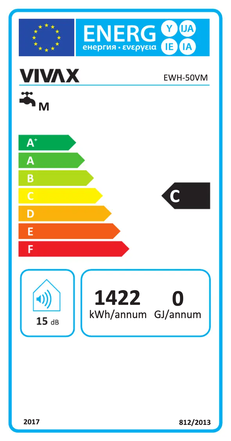 Page n°1 - Label énergétique Vivax EWH-50VM