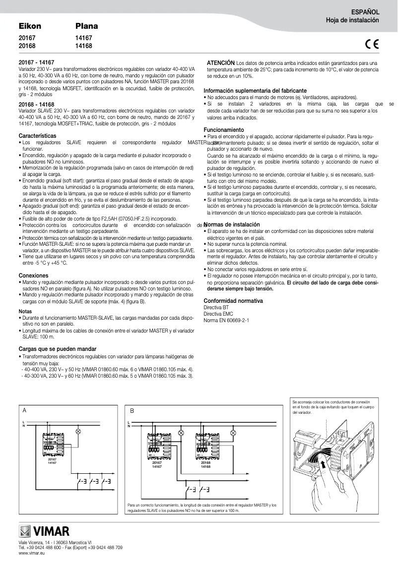 Page n°1 - Manuel utilisateur Vimar 14167.SL