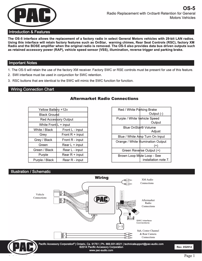 Image de la première page du manuel de l'appareil OnStar OS-5
