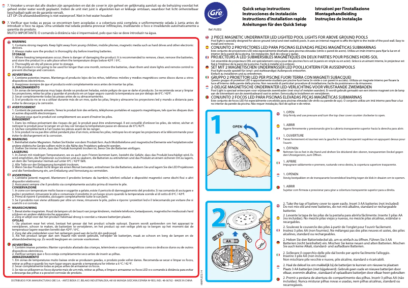 Page 1 de la notice Manuel utilisateur Gre PLED2